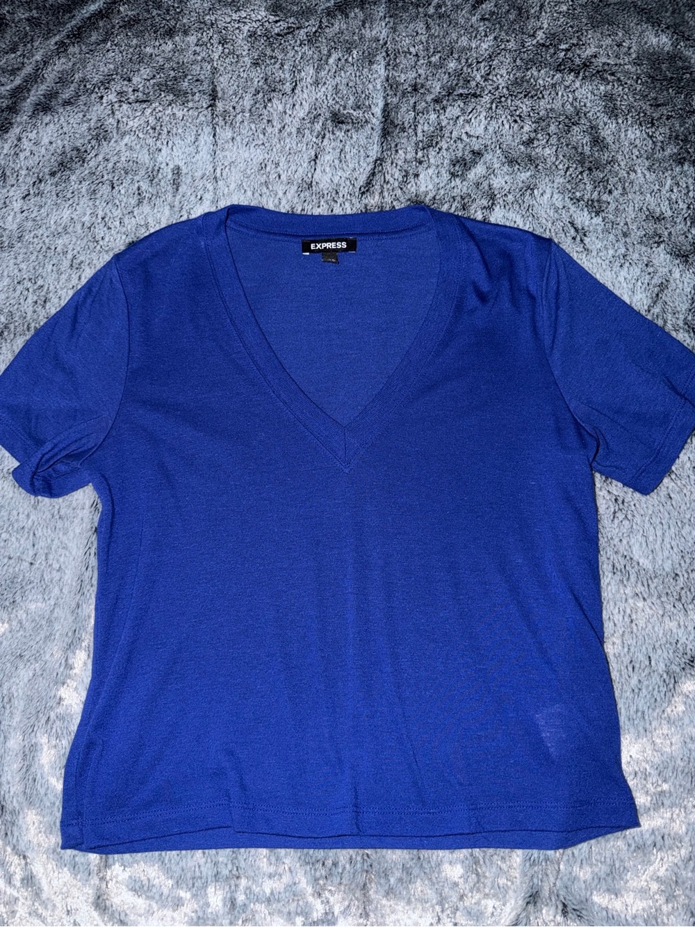 Express Women's V-Neck Short Sleeve Top - Blue